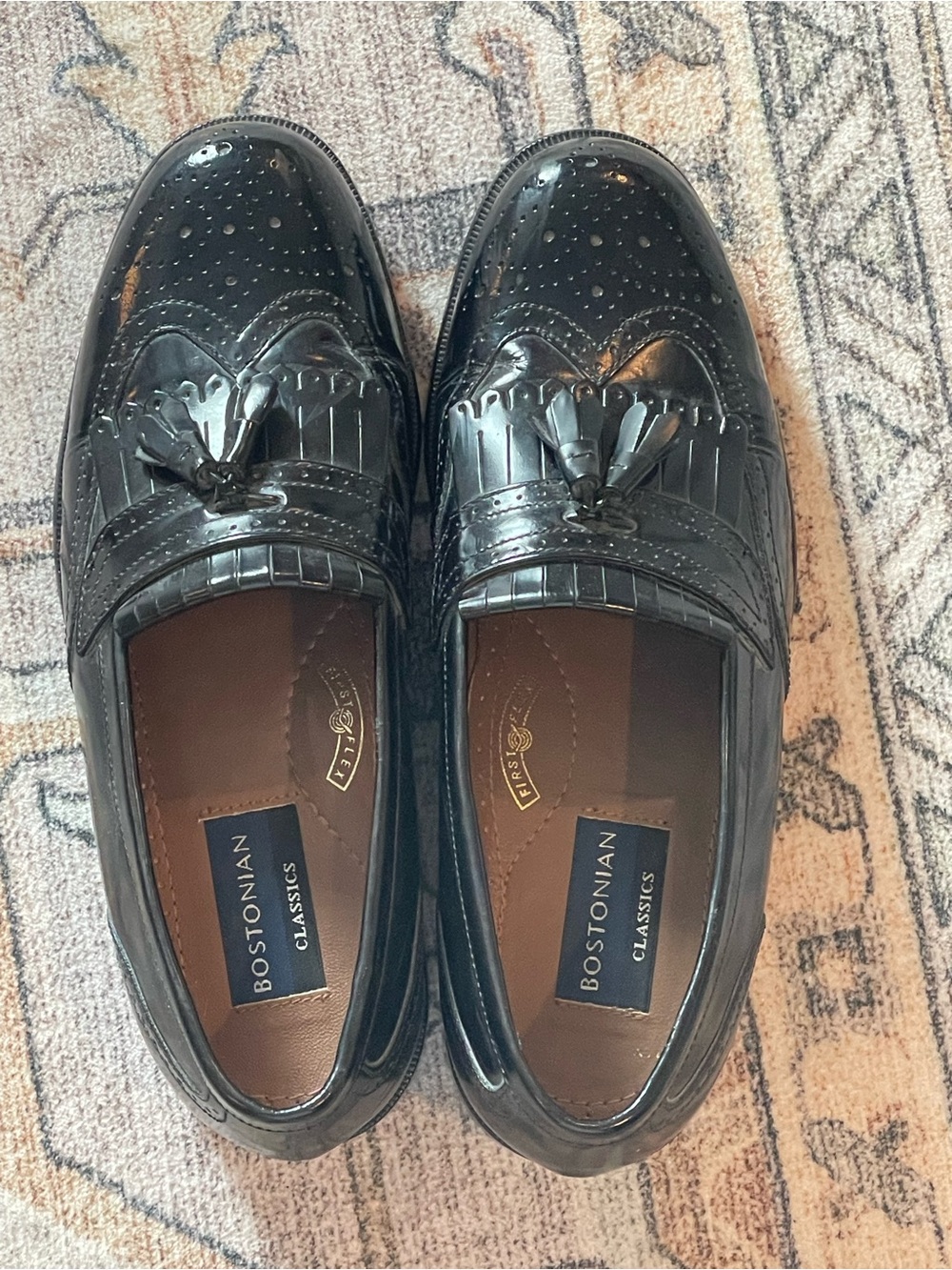 Bostonian Black Patent Tassel Kiltie Brogue Loafers